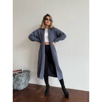 Жіночий довгий кардиган графiтового кольору 32881