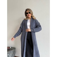 Женский длинный кардиган графитового цвета 32881