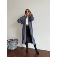 Женский длинный кардиган графитового цвета 32881