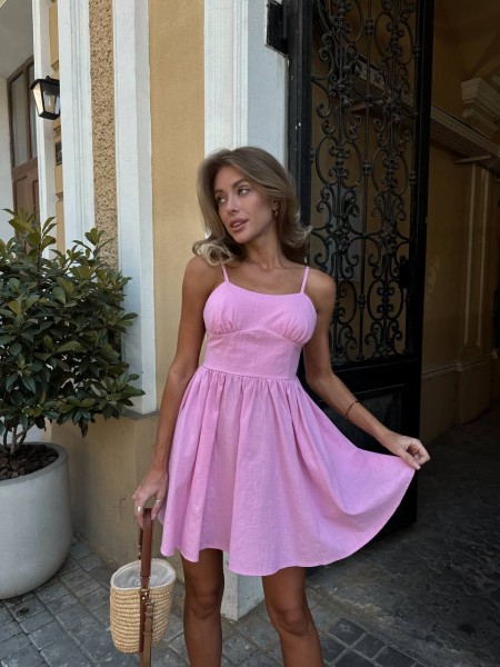 Літній сарафан з відкритою спинкою рожевого кольору 32884