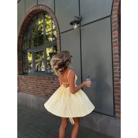 Летний сарафан с открытой спинкой желтого цвета 32886