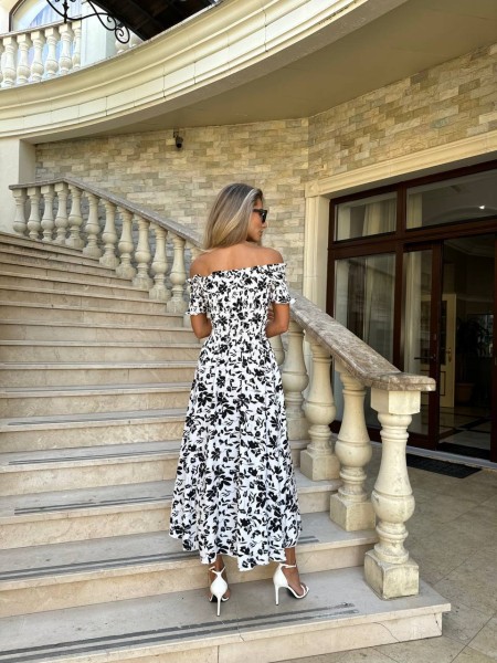 Легкое  платье миди молочного цвета 32890