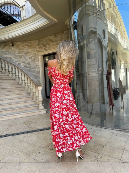 Легкое  платье миди красного цвета 32892