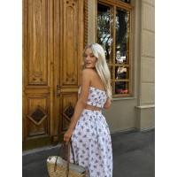 Жіночий костюм (топ+спідниця) молочного кольору 32893