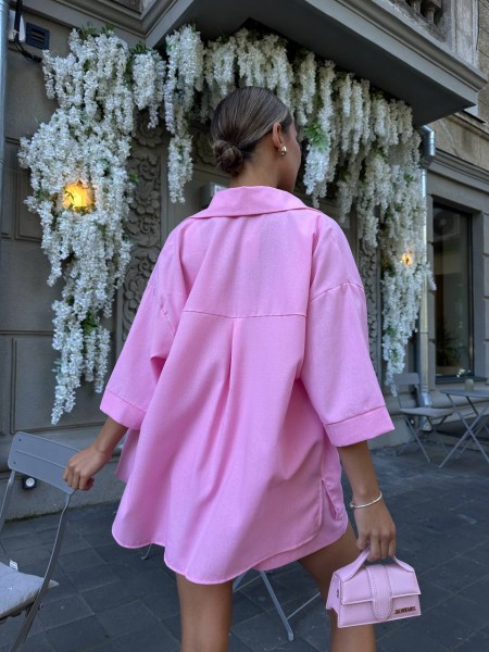 Жіночий повсякденний костюм з шортами рожевого кольору 32894