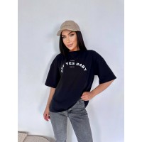 Базова жіноча футболка з написом чорного кольору 32911