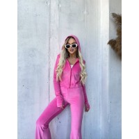 Велюровый женский костюм на молнии малинового цвета 32913