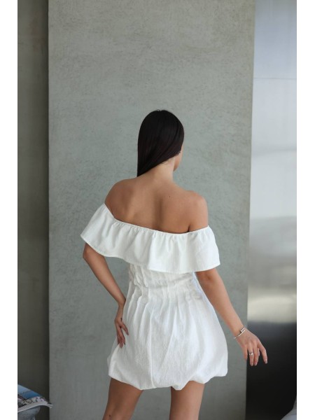Легка сукня міні молочного кольору 32937