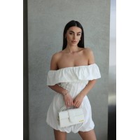 Легка сукня міні молочного кольору 32937