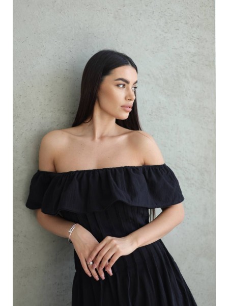 Легка сукня міні чорного кольору 32938