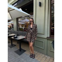 Жіночий костюм з шортами леопард коричневого кольору 32939