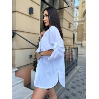 Бавовняна жіноча сорочка молочного кольору 32940