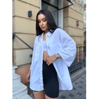 Бавовняна жіноча сорочка молочного кольору 32940