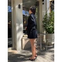 Жіночий муслiновий костюм шорти+кімоно чорного кольору 32958