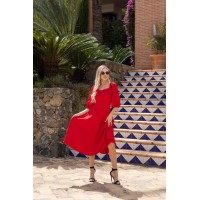 Классическое платье клеш средней длинны красного цвета 32963