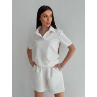 Жіночий літній костюм молочного кольору 32968