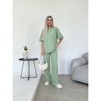 Жіночий прогулянковий костюм оливкового кольору 32997