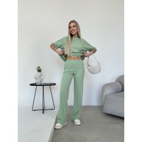 Жіночий прогулянковий костюм оливкового кольору 32997