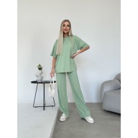 Жіночий прогулянковий костюм оливкового кольору 32997