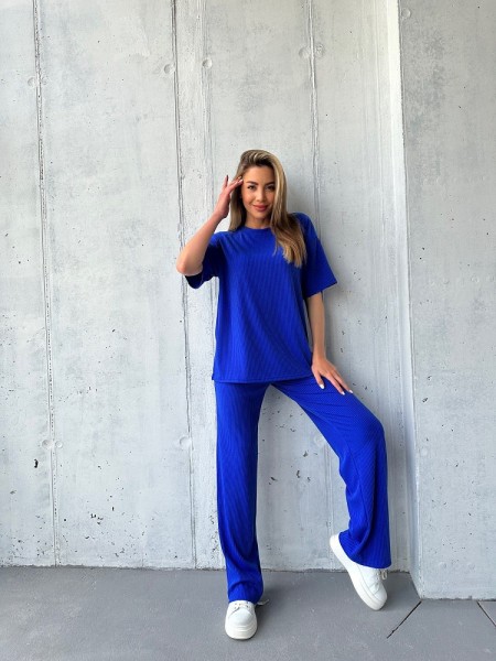 Жіночий прогулянковий костюм синього кольору 32998