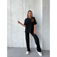 Жіночий прогулянковий костюм чорного кольору 33001