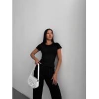 Жіночий легкий прогулянковий костюм чорного кольору 33003