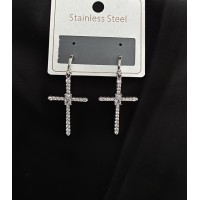 Сережки Хрести срібного кольору 33042