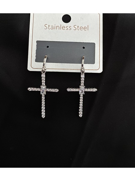 Сережки Хрести срібного кольору 33042