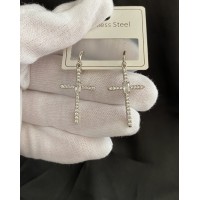 Сережки Хрести срібного кольору 33042