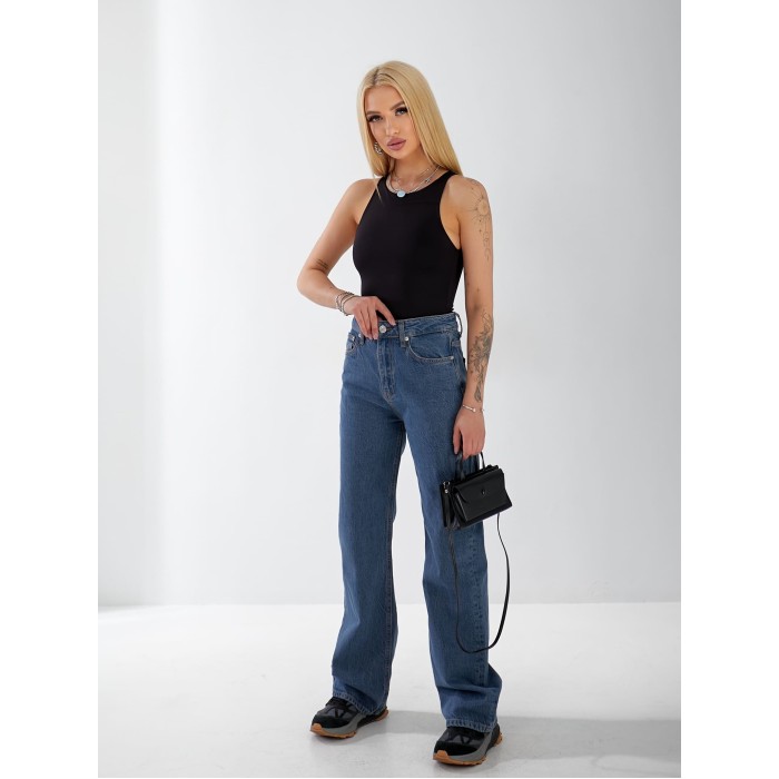 Джинси Minimal Wide leg жіночі  синього кольору 33043