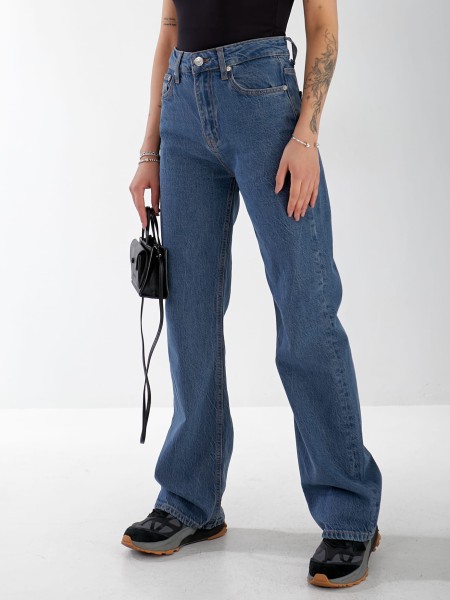 Джинси Minimal Wide leg жіночі  синього кольору 33043