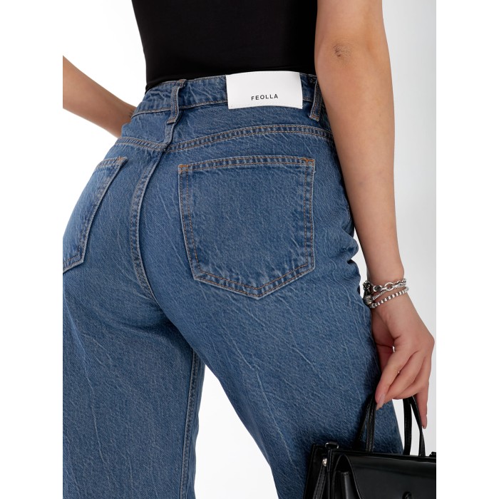 Джинси Minimal Wide leg жіночі  синього кольору 33043