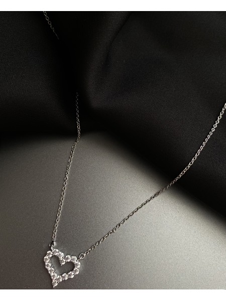 Підвіска Серце з ланцюжком срібного кольору 33046