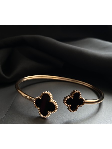 Браслет - манжет дві Конюшини золотого кольору 33050