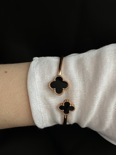 Браслет - манжет дві Конюшини золотого кольору 33050