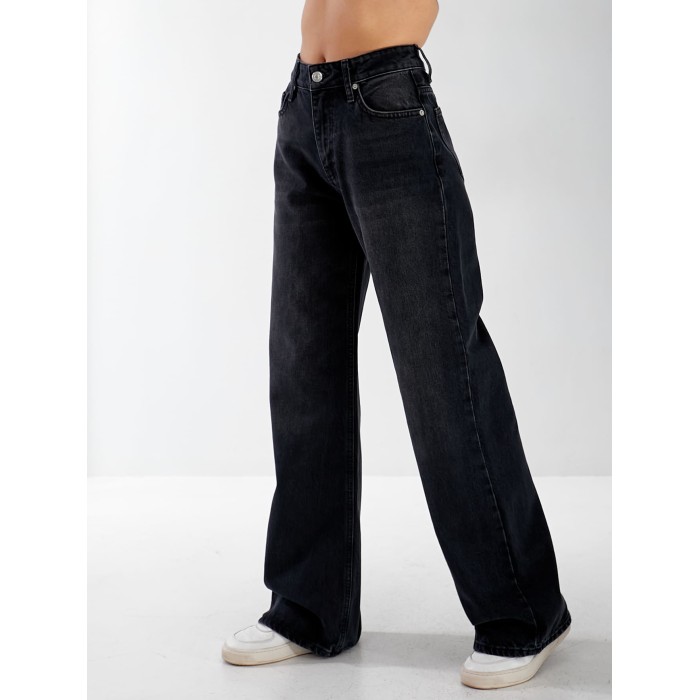Джинси Burgas Wide leg жіночі чорного кольору 33057