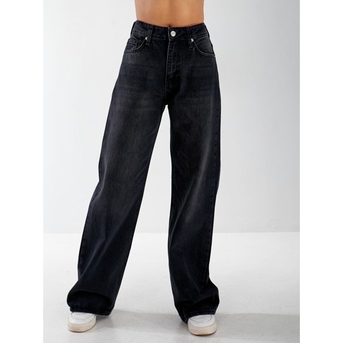 Джинси Burgas Wide leg жіночі чорного кольору 33057