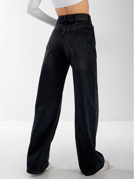 Джинси Burgas Wide leg жіночі чорного кольору 33057