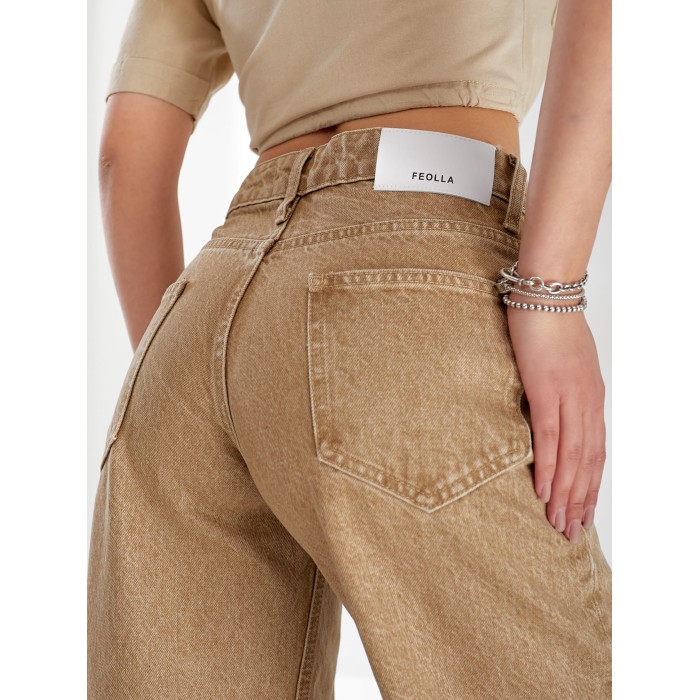 Джинси Stanley Wide leg жіночі бежевого кольору 33060