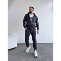 Чоловічий спортивний костюм на змійці сірого кольору 33061