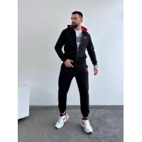Чоловічий спортивний костюм на змійці чорного кольору 33062