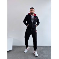 Чоловічий спортивний костюм на змійці чорного кольору 33062