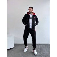 Чоловічий спортивний костюм на змійці чорного кольору 33062