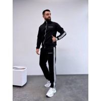 Чоловічий спортивний костюм з лампасами чорного кольору 33063