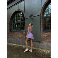 Літня сукня-комбінезон міні лавандового кольору 33068