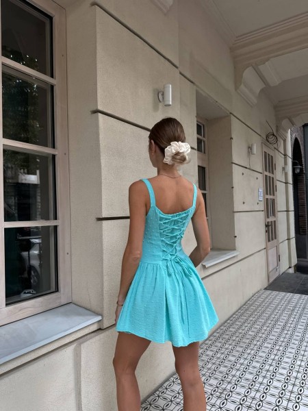 Літня сукня-комбінезон міні м'ятного кольору 33071