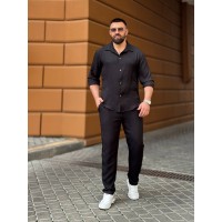 Чоловічий брючний костюм чорного кольору 33079