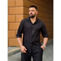 Чоловічий брючний костюм чорного кольору 33079