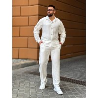 Чоловічий брючний костюм молочного кольору 33080