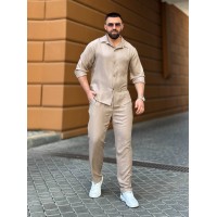 Чоловічий брючний костюм бежевого кольору 33081